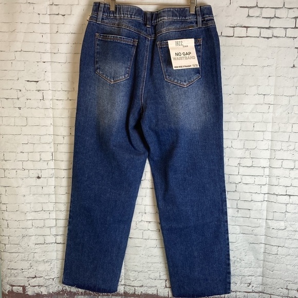 1822 DENIM NWT Minna Distressed Straight Leg Jeans No Gap Waistband Baggy Loose - Picture 10 of 16